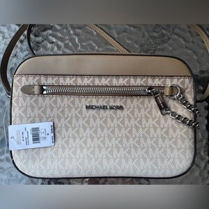 Michael Kors Husk Beige and Cream Jet Set Crossbody